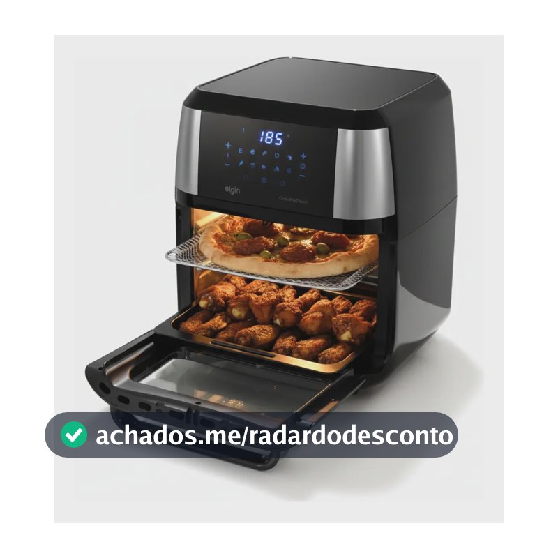 Fritadeira Air Fryer Forno Elétrico Digital Oven Fry 12 Litros Elgin Cor Preto