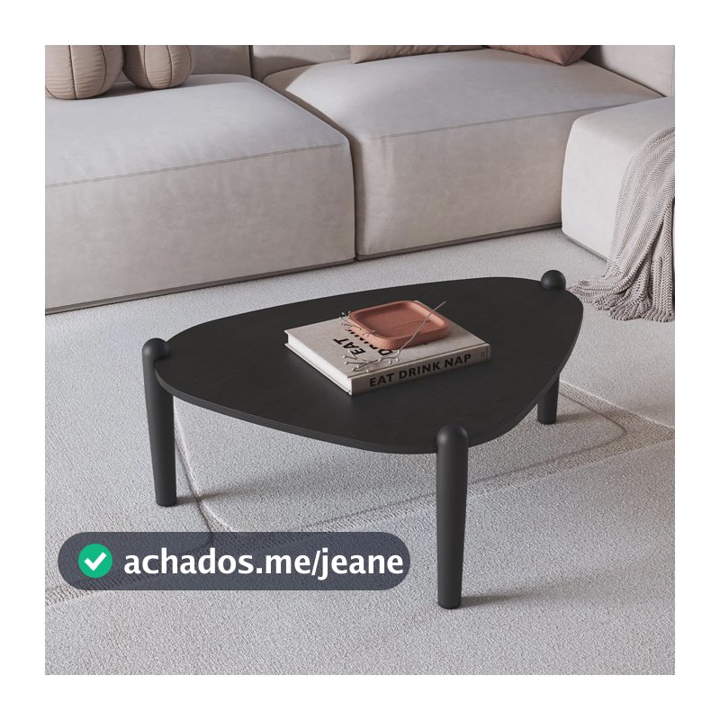 Mesa De Centro Orgânica Pé Madeira 84,4cm Preto