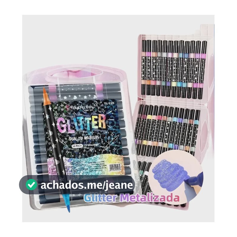 Canetinhas Glitter Touch 24 Canetas Ponta Dupla 48 Cores Colorido 24