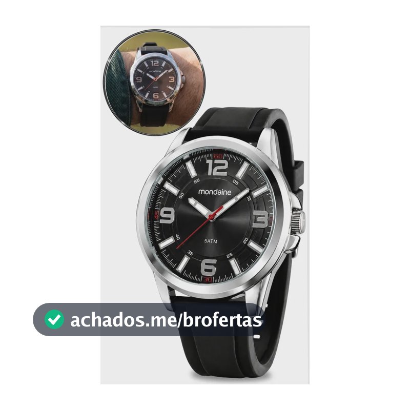 Relógio Mondaine Masculino De Pulso Original Preto Prateado