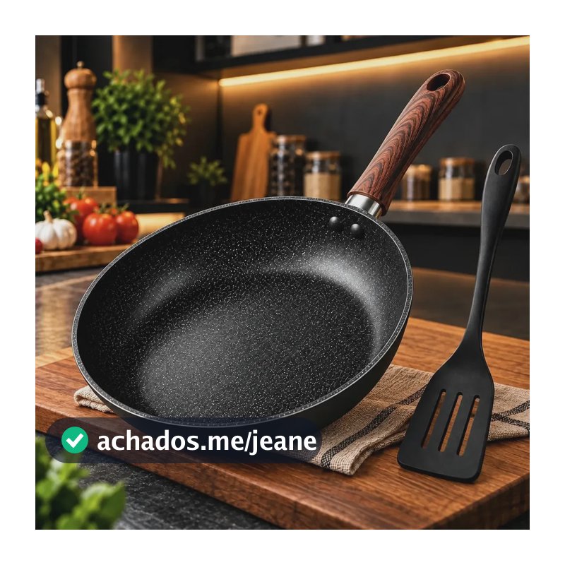 Frigideira Cerâmica Antiaderente Indução Gás Compacta 24 Cm Preto