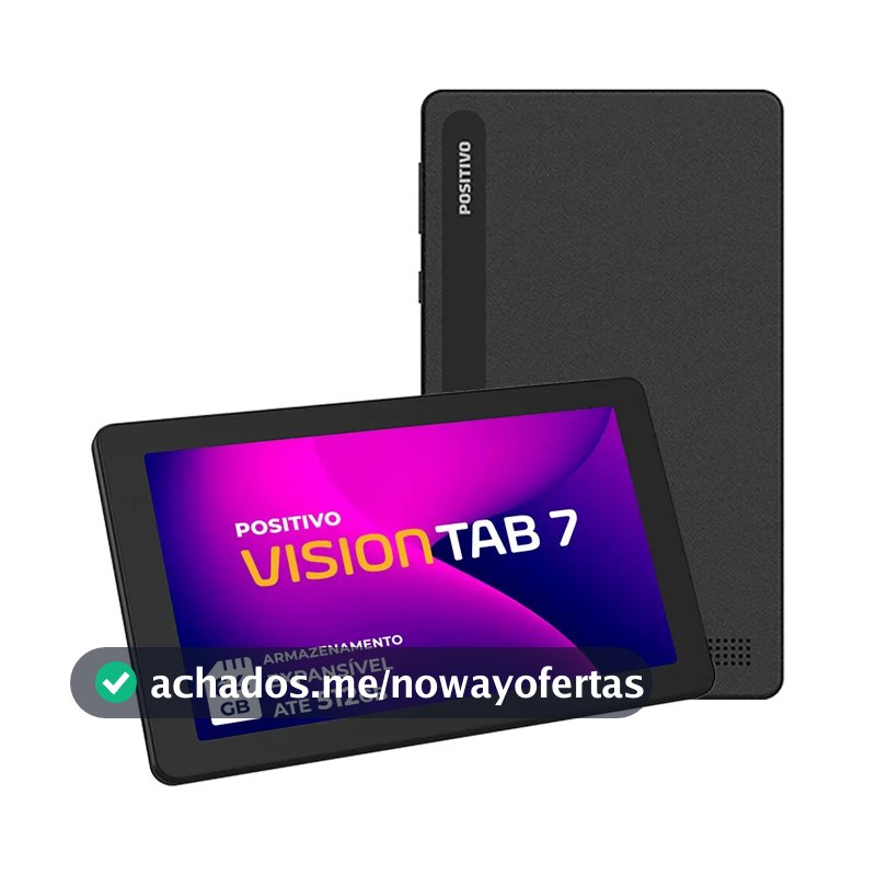 Tablet Positivo Vision TAB 7 - Processador Octa-Core 3GB RAM 64GB Armazenamento Tela 7” IPS Bateria 3100mAh, Android 14 Go, Wi-fi - Preto