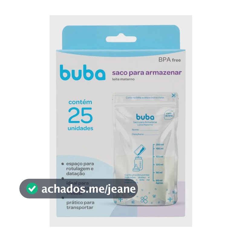 Saco Para Armazenar Leite Materno 25 Unidades Buba 09923