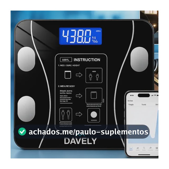 Balança Digital Bioimpedância Bluetooth Corporal Aparelho Alta Capacidade Balança De Banheiro Academia App Para Android E Para Ios Cor Preto Marca Davely