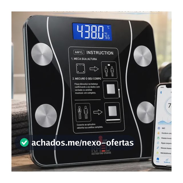 Balança Digital Bioimpedância Profissional smart imc 180kg Bluetooth Corporal Aparelho Alta Capacidade aplicativo App para Android e para IOS Balança De Banheiro Academia