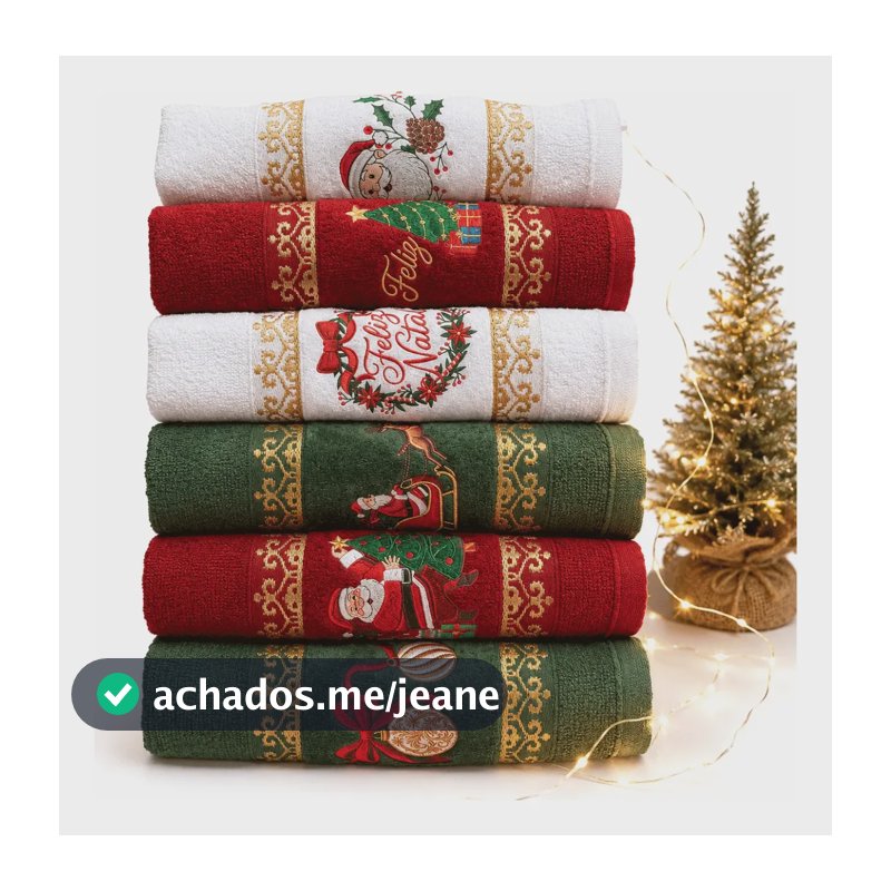 Toalha Lavabo Natal Algodão Com Dtf 45cm X 32cm 420g/m² Verde Trenó