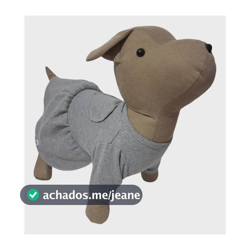 Vestido Pet Moletom Felpudo Pug Pincher Confortável Cachorro Cinza Mescla P