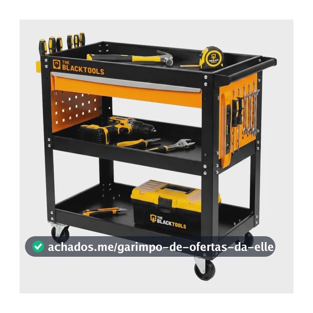 Carrinho Ferramentas Para 400kg Oficina Mecânico Organizador Preto/laranja The Black Tools