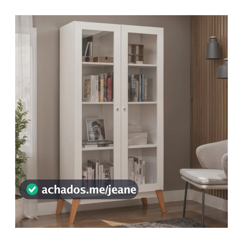 Estante Livros Genialflex Jamaica 2 Portas De Vidro Branco Branco