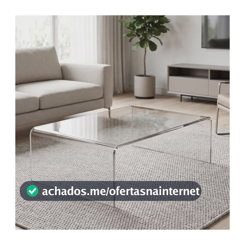 Mesa Centro Sala Acrílico Cristal Transparente Mesinha Cristal