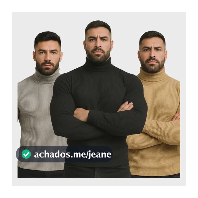 Kit 3 Blusas Cacharrel Masculino Gola Alta Canelado Camisa