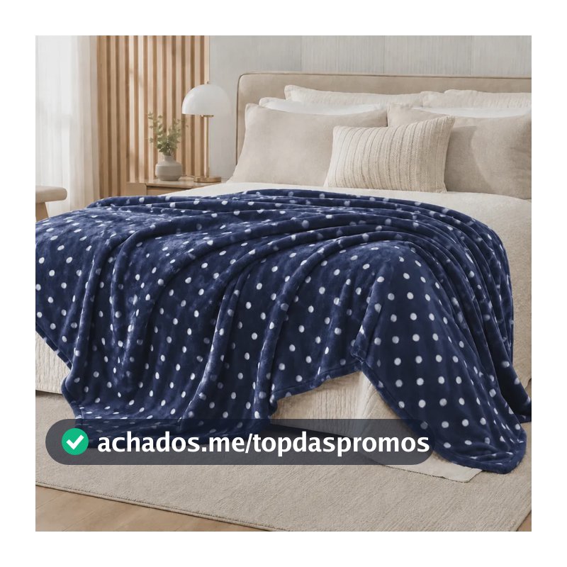 Manta Soft Poá Azul Marinho Bolinhas Para Cama Casal Cobertor Dia A Dia Luxo