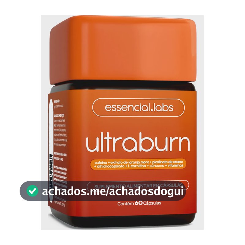 ULTRABURN - Fórmula Exclusiva contendo L-Carnitina + Cafeína + Laranja Moro + Cúrcuma + Dihidrocapsiato (DHC) + Picolinato de Cromo + Vitamina - 60 Cápsulas