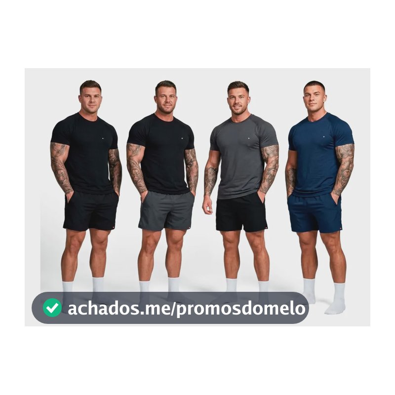 Kit 8 Peças Dry Fit 4 Camisetas + 4 Shorts Academia Sandrini Sortidos Liso Gg