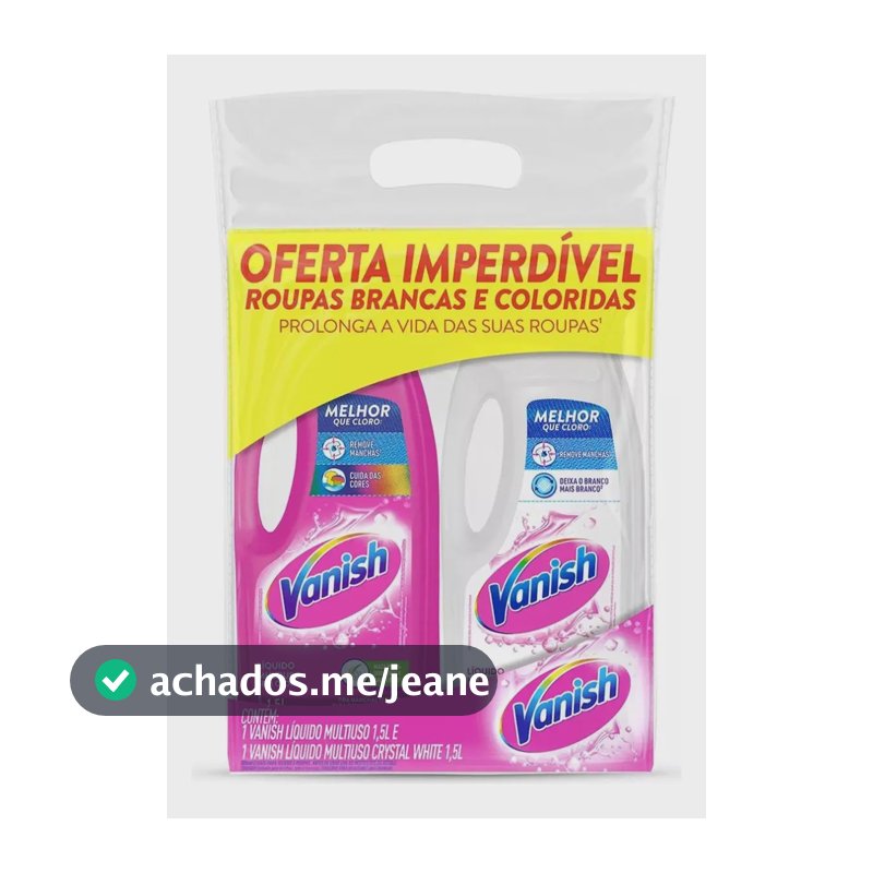 Tira Manchas Vanish Multiuso Líquido Para roupas Brancas e Coloridas 2 unidades de 1,5L