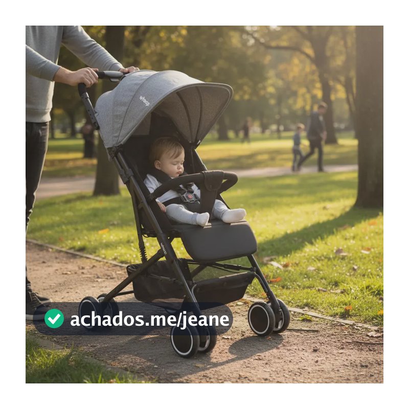 Carrinho de Bebe Berço Passeio Compacto Kiddo Mascote Grafite Carrinho de Bebe com Capota Regulavel