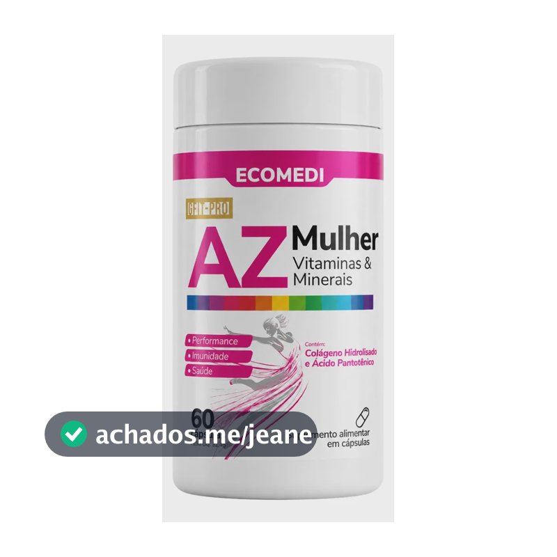 Multivitamínico Mulher Az Com Colágeno 60 Cápsulas Ecomedi  Sem Sabor