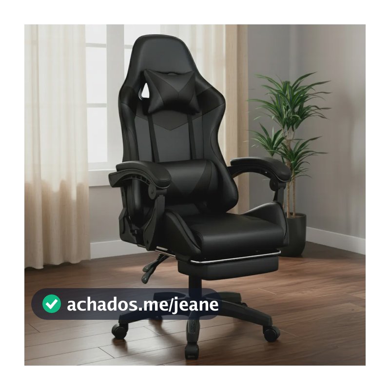 Cadeira Gamer Jogos Escritório Ergonômica Giratória 360 Luxo Cor Preto