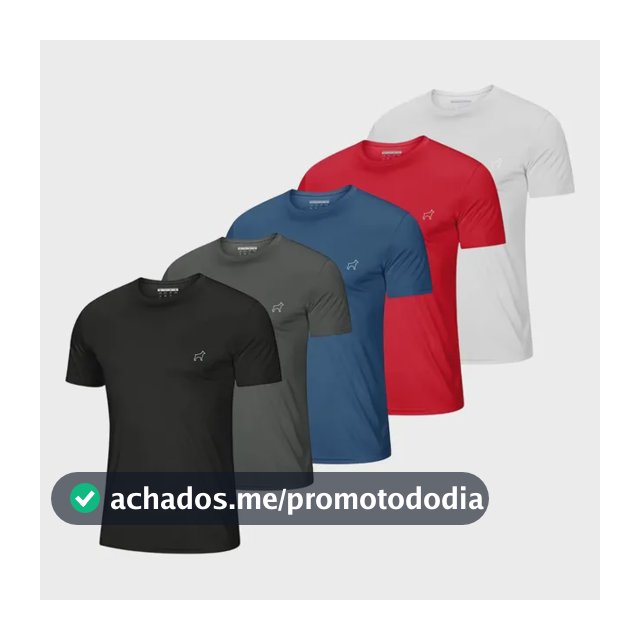 Kit 5 Camisetas Parvori Dry Fit Academia Esportes - Slim Fit