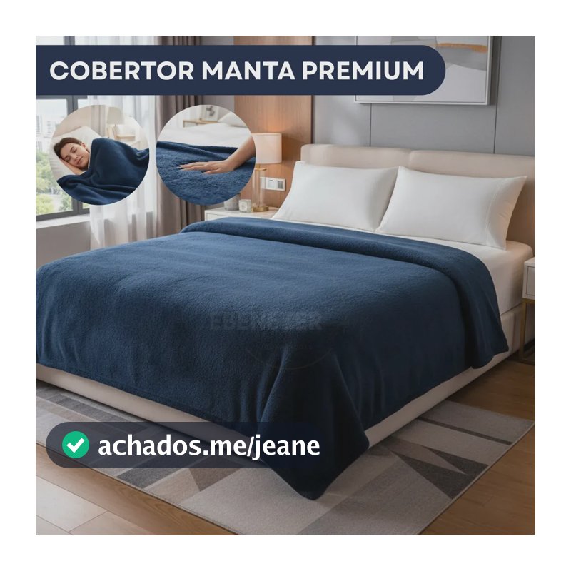 Coberta Manta Soft Casal Microfibra Mantinha Veludo Antialérgica Quentinha Premium Cor Azul Marinho