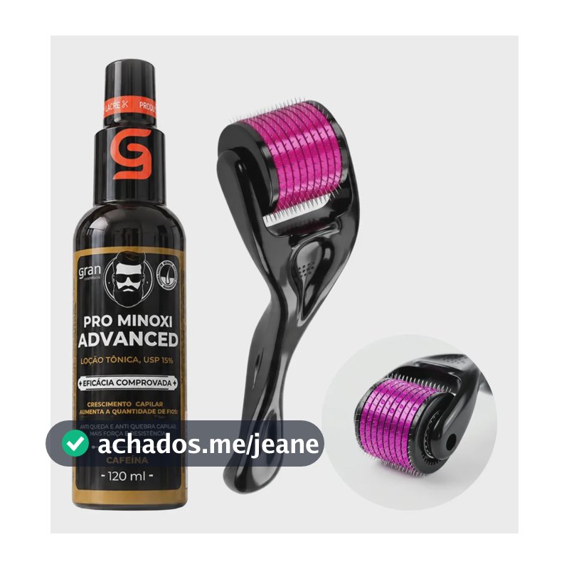 Kit Pro Minoxi Advanced 120ml + Derma Roller Barba E Cabelo