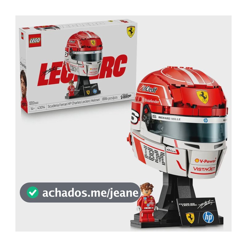 Lego Editions Formula 1 43014; Scuderia Ferrari Hp: capacete Charles Leclerc; inclui capacete de F1 e minifigura; 14+