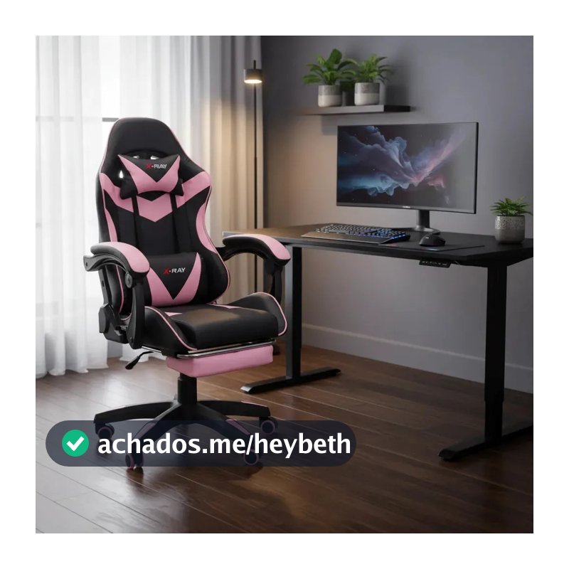 Cadeira Gamer Profissional Reclinável Apoio De Pés X-ray Top Cor Rosa Material Do Estofamento Couro Sintético