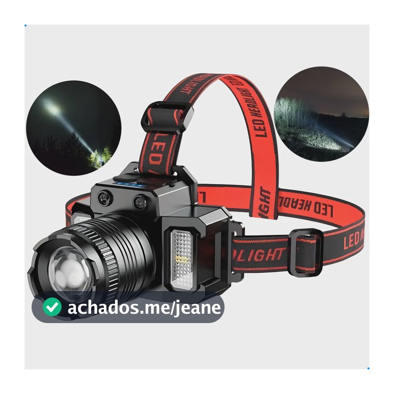 Lanterna De Cabeca Prova Dagua Recarregavel Tatica Potente Led