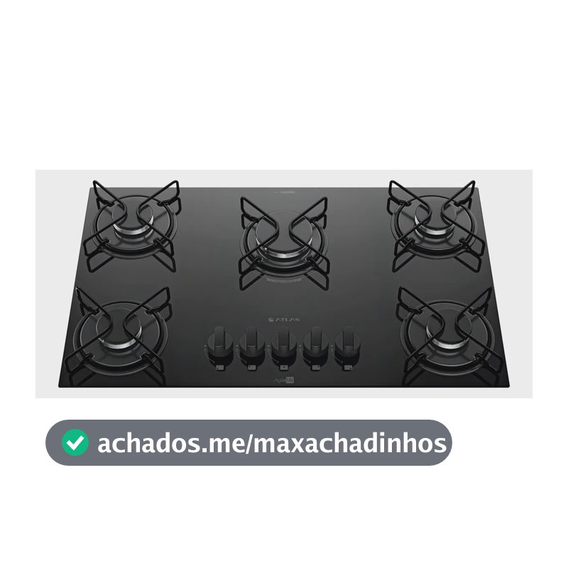 Cooktop 5 Bocas A Gás Atlas Agile Up Mega Chama Preto
