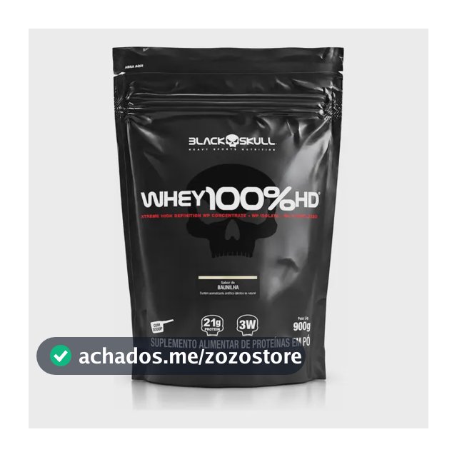 Proteína Black Skull Whey 100% HD em pó sabor Baunilha x 900g