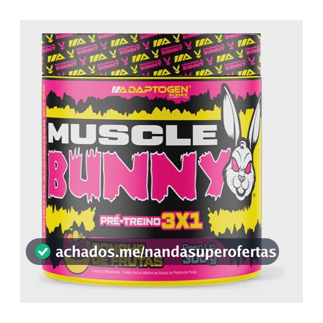 Pré Treino Muscle Bunny C/300g - Adaptogen Sabor Ponche De Frutas