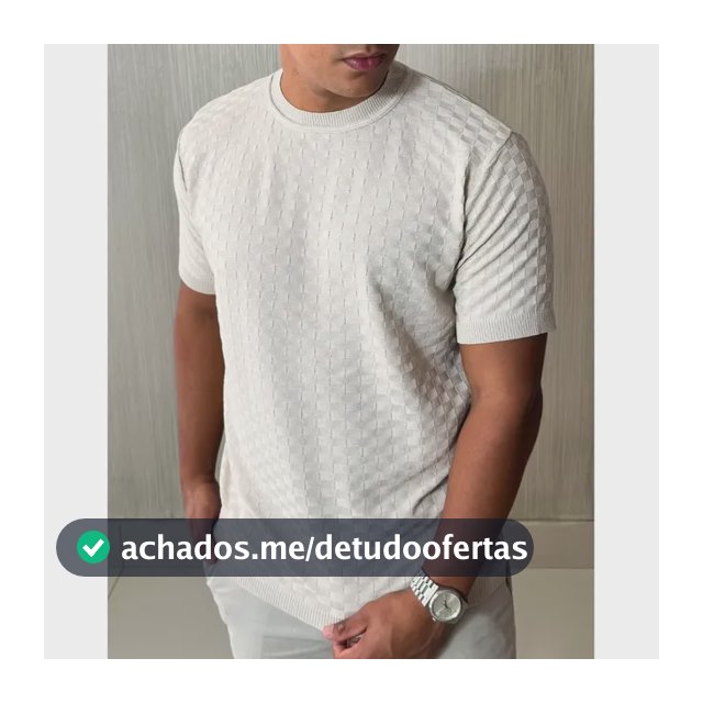 Camiseta Masculina Manga Curta Xadrez Tricô Leve Elegante
