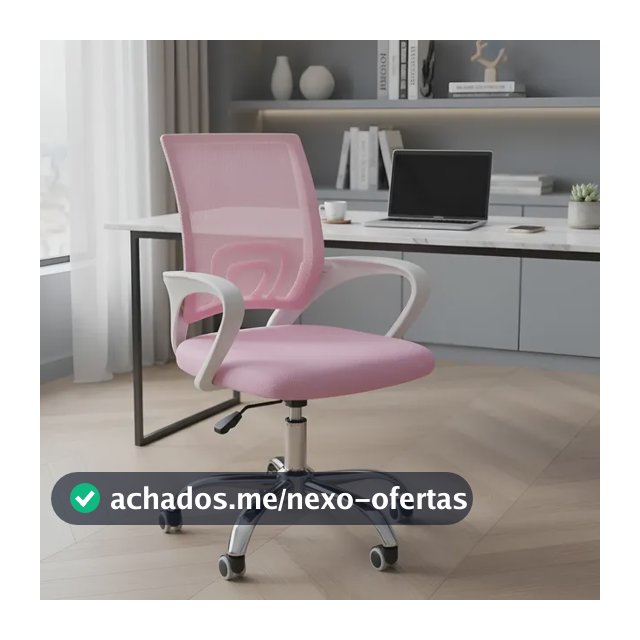 Cadeira De Escritório Begonia Tela Mesh Ergonômica Rosa