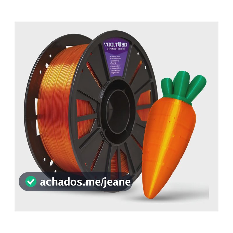 Filamento Petg Hf Laranja Translúcido Brilhante 1kg Voolt3d Laranja Translúcido