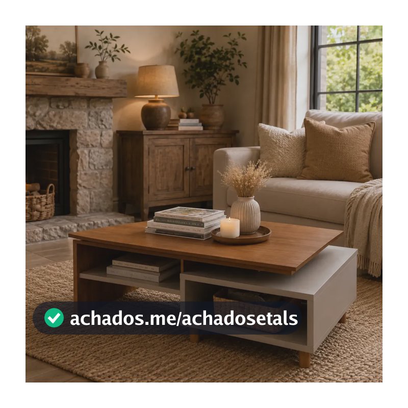 Mesa De Centro Lima Sala Decoracao Prateleira Nicho Pequena Freijo - Off White
