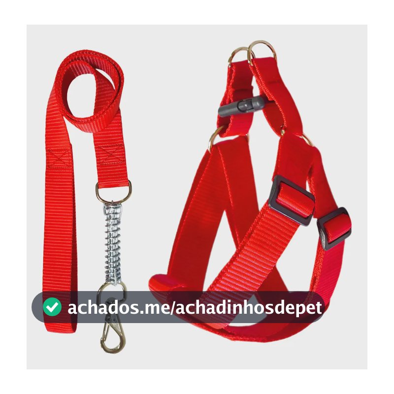 Peitoral Americano Cachorros Porte Médio Guia Anti Trancos Vermelho Porte Médio Liso