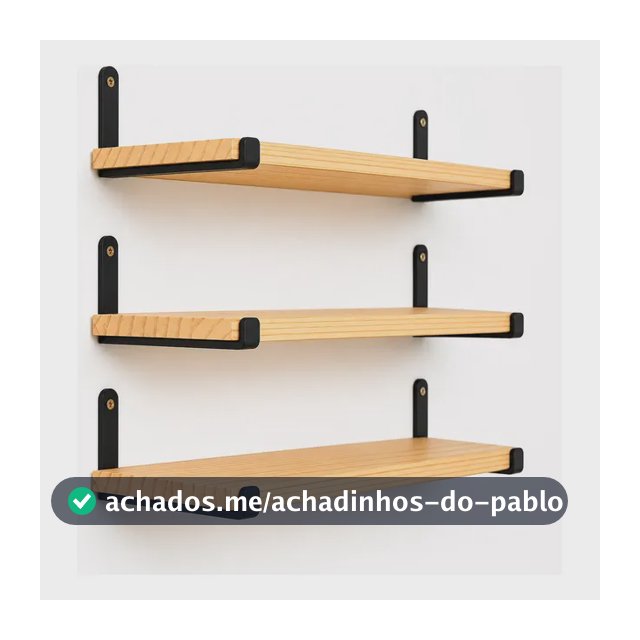 Kit 3 Prateleiras De Parede Em Madeira Macica E Ferro Preto Preto