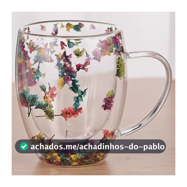 Copo Duplo De Vidro  Flor Caneca Xicara  De Flores Secas 1 Unidade