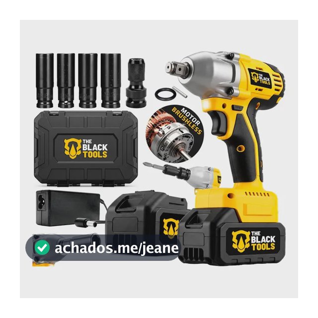 Chave De Impacto A Bateria 21V 1/2" Pol 2400 Rpm Bivolt Com Acessórios E Maleta The Black Tools
