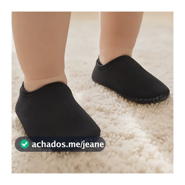 Sapatinho Calce Facil Meia Antiderrapante Bebê Preto