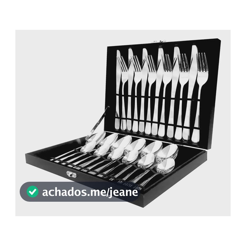 Kit 24 Faqueiro Prateada Talheres Luxo Premium Com Maleta Prateado