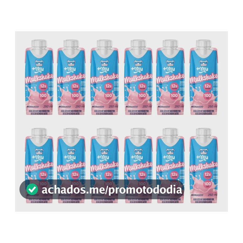 Mulkshake Mais Mu Morango Bebida Proteica 12g Pack 12x250ml Sem Glúten