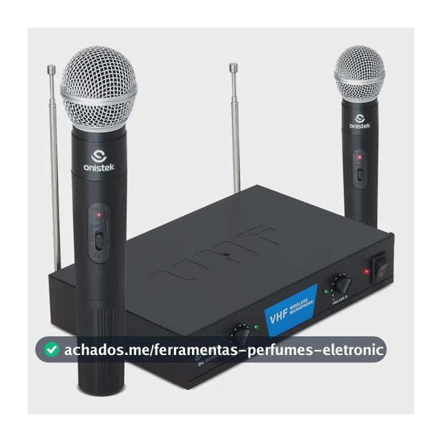 Microfone Duplo Sem Fio Dinâmico Wireless Karaokê P10 Vhf