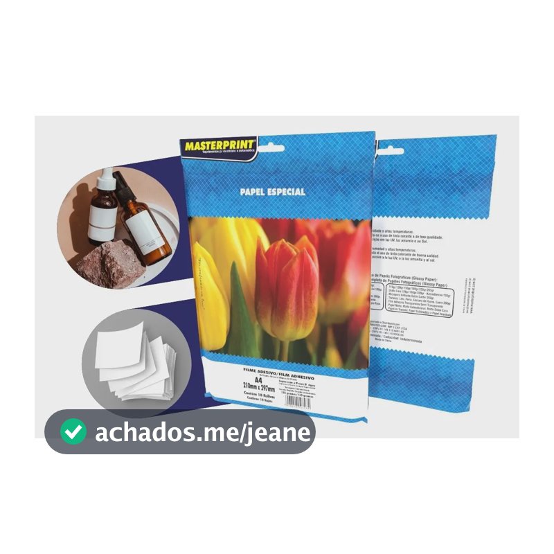 Adesivo Vinil Branco Brilho A4 135g Impressora Jato De Tinta Branco