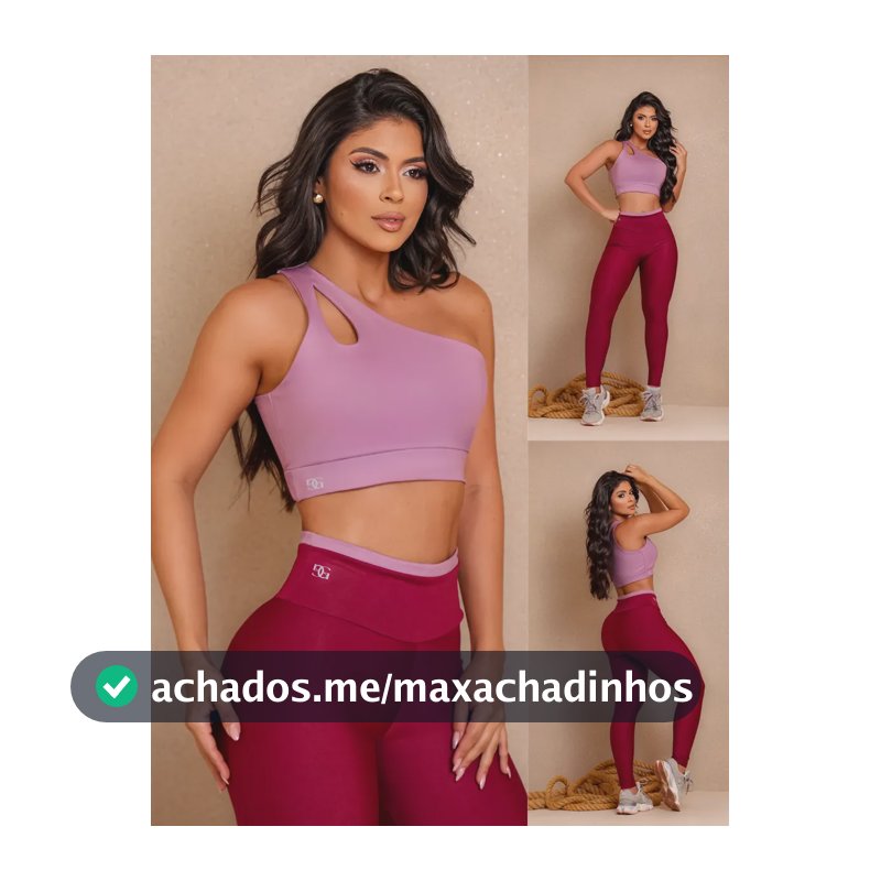 Conjunto Fitness Top Nula Manga E Calça Academia Bicolor  Marsala P (38)