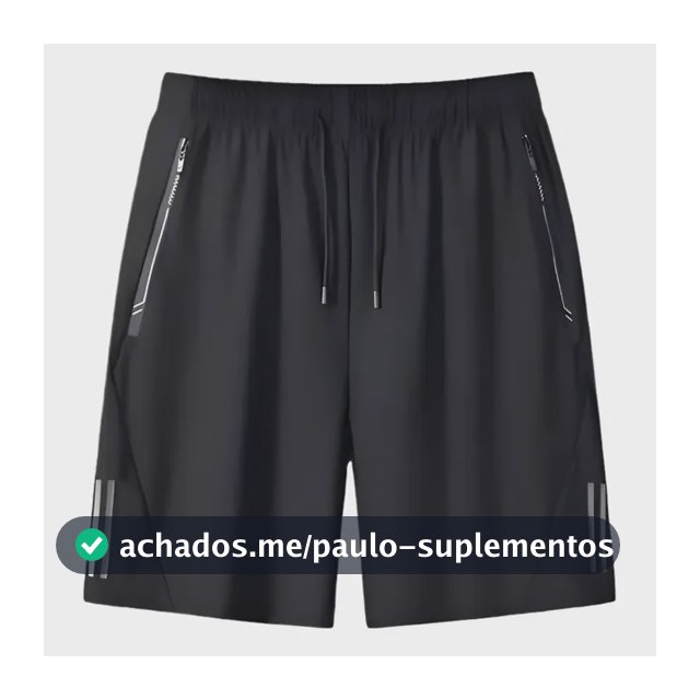 Short Masculino Bermuda 2 Bolsos Zíper Secagem Rápida Fina