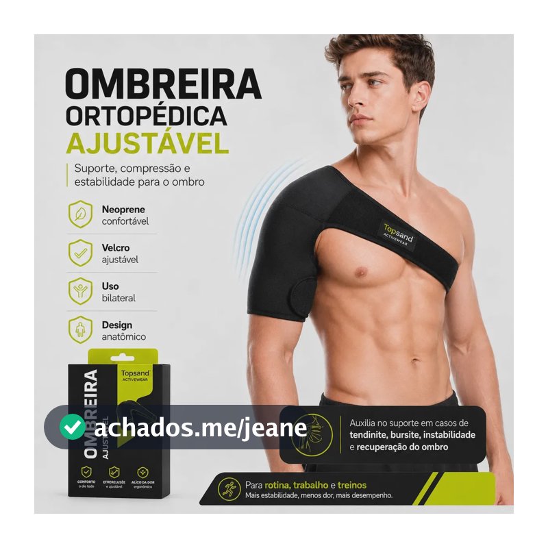 Ombreira Ortopédica Neoprene Suporte Ombro Ajustável Estabilizador Dor Tendinite Bursite Lesão Fisioterapia Reabilitação Esportes Musculação Academia Treino Direito Esquerdo — TOPSAND Activ