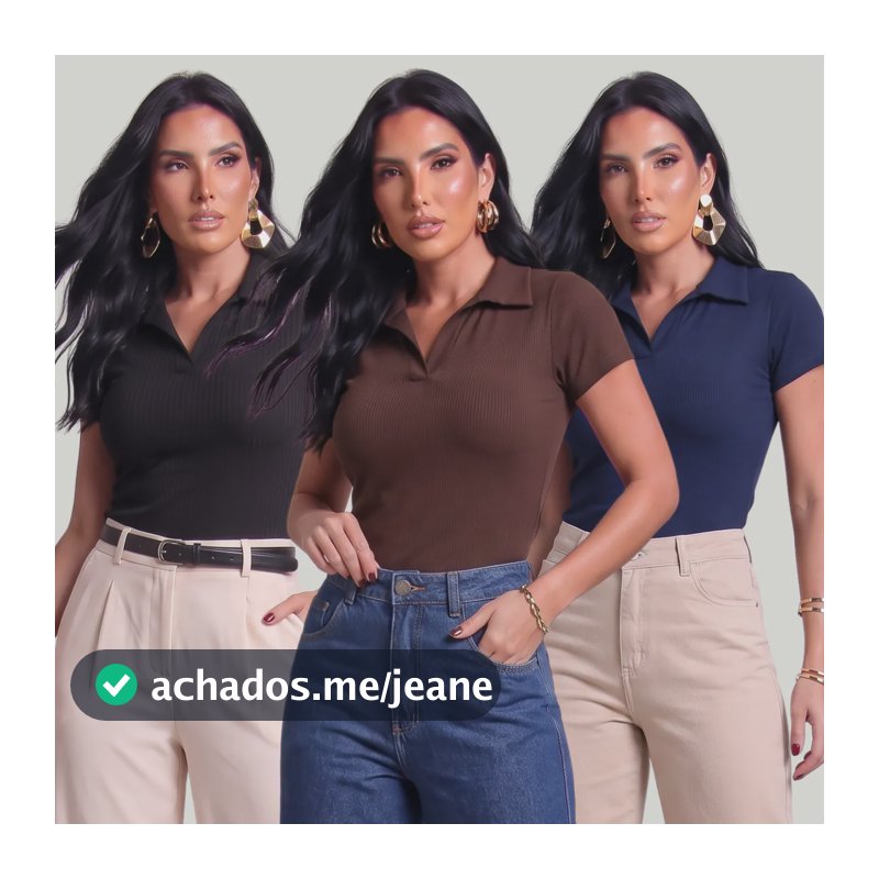 Kit 3 Camisa Polo Feminina Italiana Canelada Blusa Camiseta Sortido Canelado P