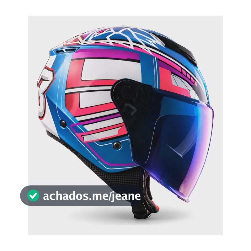 Capacete Texx A-10 Com Óculos Azul Roxo Vermelho + Viseira Azul Rosa Roxo Brilhante 57/58