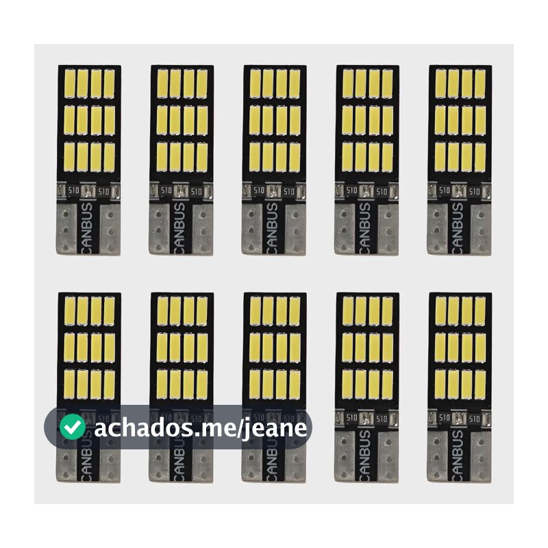 Kit 10 Lampada T10 Cambus 24 Led Canceler Atacado T10 - Branca